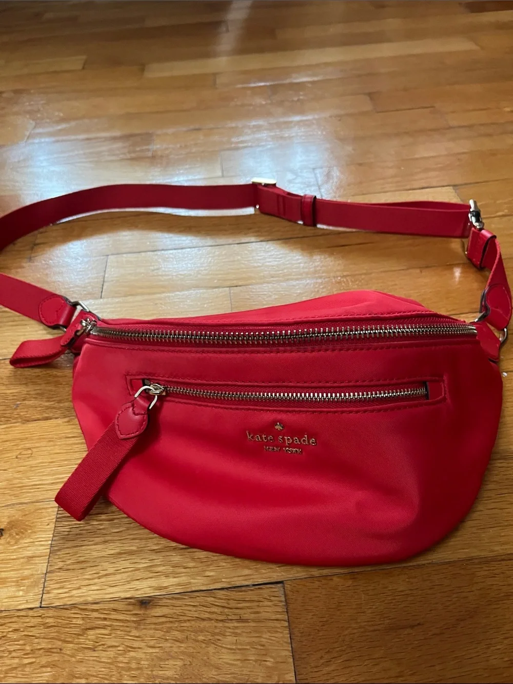 kate spade red nylon crossbody belt bag